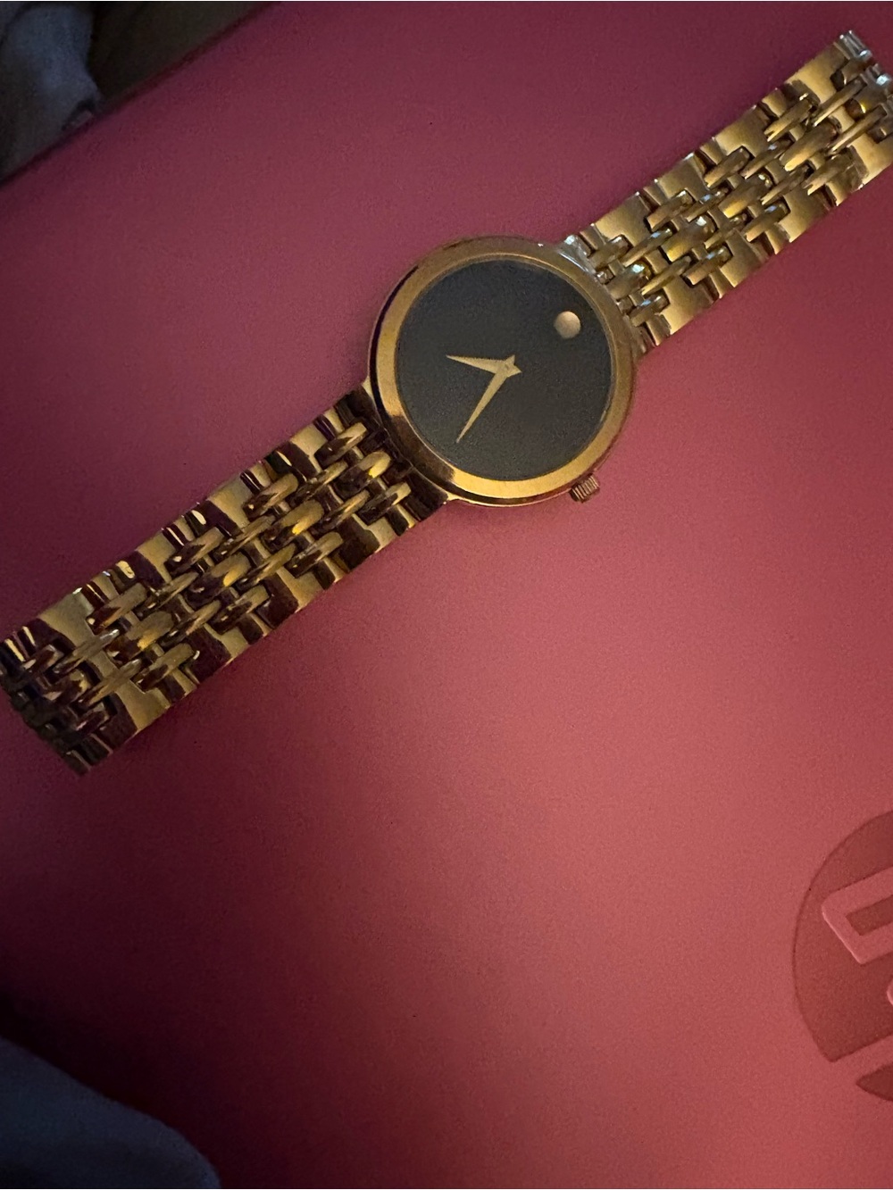 Movado Gold-Tone Bracelet Watch with Black Dial